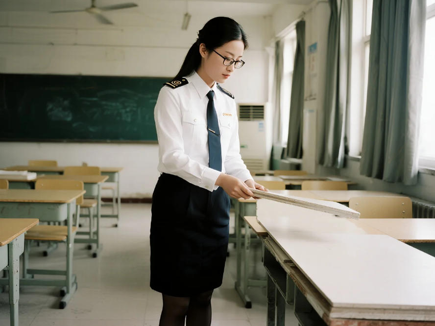 衛生監督執法在新裝修的教室中檢查建材的環保性能